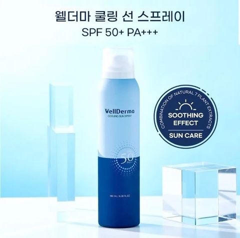 Chống Nắng Dạng Xịt Chống Trôi, Giảm Nhiệt, Làm Mát Da WellDerma G PLus Cooling Sun Spray SPF 50 PA+++ ( Mẫu Mới )