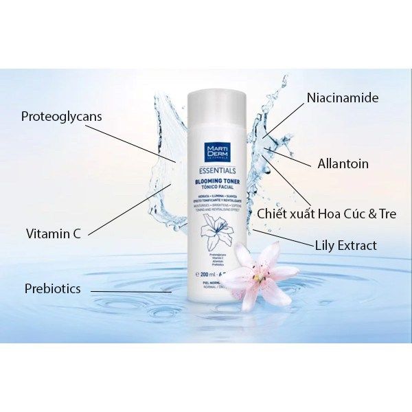 Nước Cân Bằng Dưỡng Ẩm Cho Da Thường Đến Khô - MartiDerm Essentials Blooming Toner