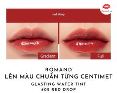 Son tint bóng ROMAND GLASTING water tint #02 red drop đỏ nâu