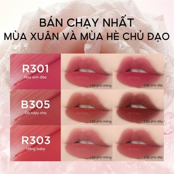 Son Kem Lì Colorkey watery matte lip tint #R301-hồng khô