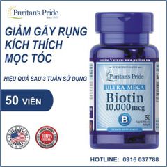 Viên Uống Hỗ Trợ Giảm Rụng Tóc Đẹp Da Biotin Ultra Mega Puritan's Pride, 100 viên