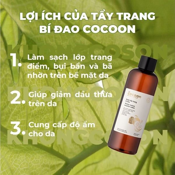 nước tẩy trang bí đao COCOON da dầu mụn , nhạy cảm