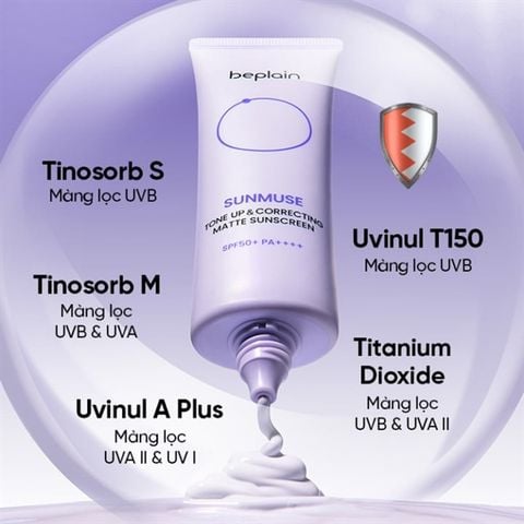 Kem Chống Nắng Nâng Tone & Hiệu Chỉnh Da Beplain Sunmuse da dầu