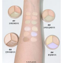 Bảng Triệt Sắc 3 ô The Saem Cover Perfection Triple Pot Concealer #02