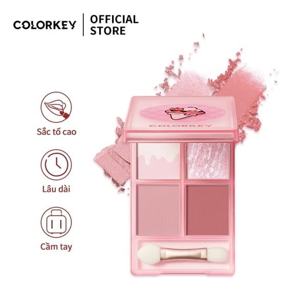 Bảng Phấn Mắt 4 Màu COLORKEY ice cream #01 hồng đào