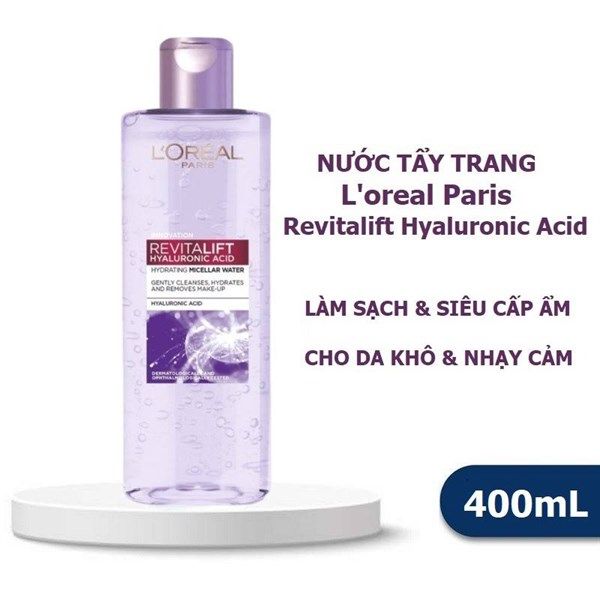 Nước Tẩy Trang Làm Sạch Và Siêu Cấp Ẩm L'oreal Revitalift Hyaluronic Acid Hydrating Micellar Water