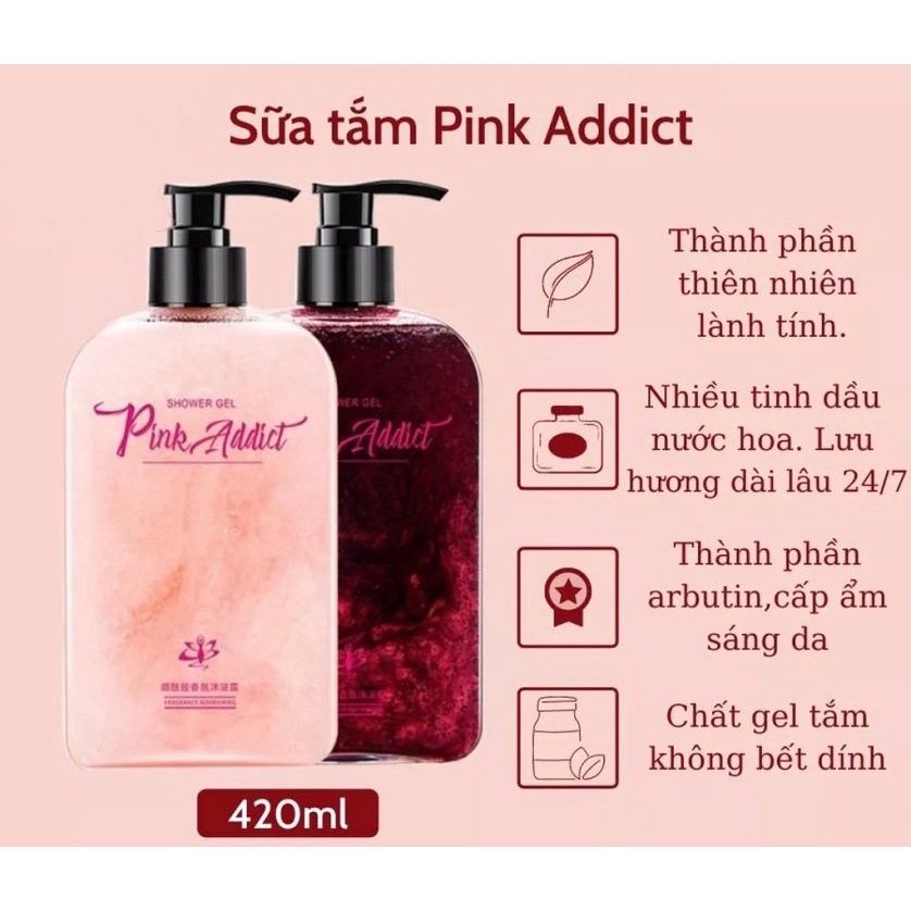 Sữa Tắm Nước Hoa, Tinh Chất Dưỡng Da Tự Pha Pink Addiet 420ml