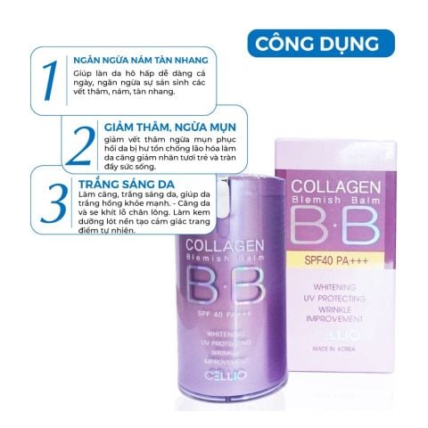 Kem Nền BB Collagen Blemish Balm Cellio SPF40 PA+++ 40ml