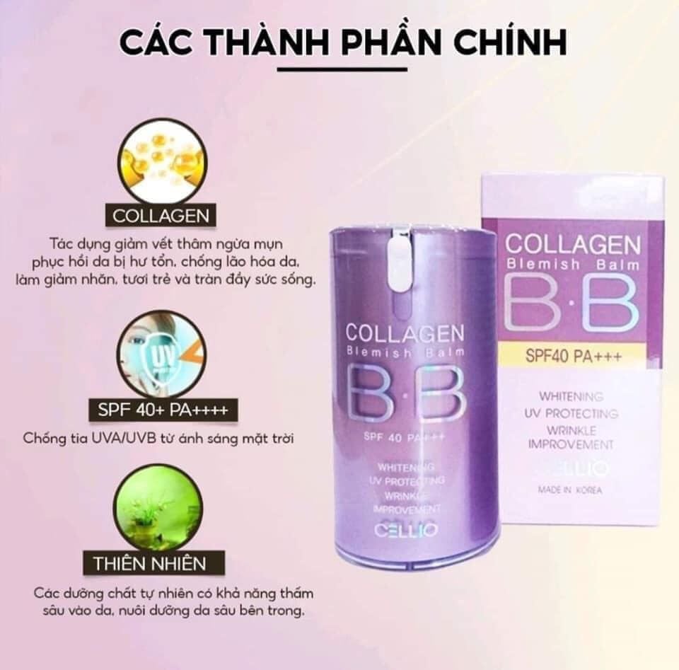 Kem Nền BB Collagen Blemish Balm Cellio SPF40 PA+++ 40ml