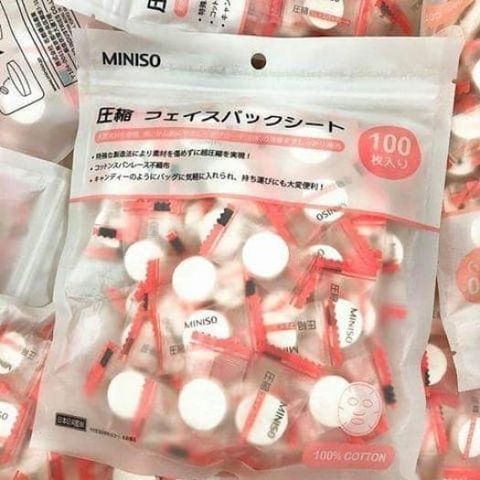 Gói 100 Mặt Nạ Giấy Nén Miniso bịch