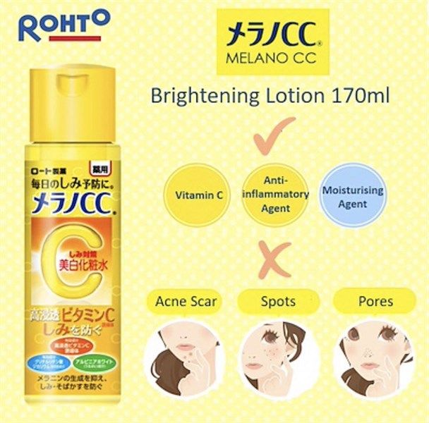 Nước hoa hồng dưỡng trắng da cc melano rohto 170ml