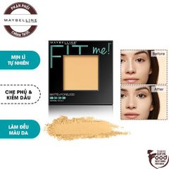 Phấn Phủ Dạng Nén Mịn Lì, Kiềm Dầu Hiệu Quả Maybelline Fit Me Matte Poreless Poơder-bản vuông