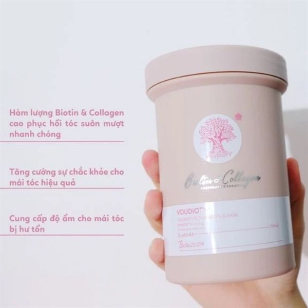Ủ Tóc Hương Nước Hoa Biotin Collagen Essence Pink Voudioty Hũ Hồng 500ml