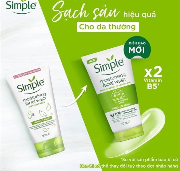 Sữa Rửa Mặt Simple Dưỡng Ẩm Cho Da Khỏe Và Mịn Màng 150ml