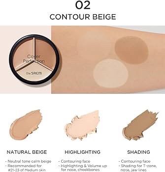 Bảng Triệt Sắc 3 ô The Saem Cover Perfection Triple Pot Concealer #02