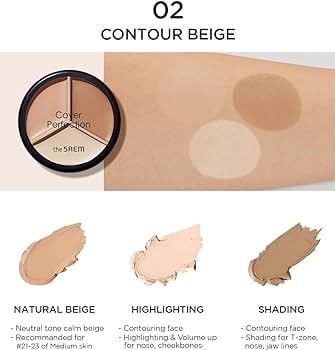 Bảng Triệt Sắc 3 ô The Saem Cover Perfection Triple Pot Concealer #02