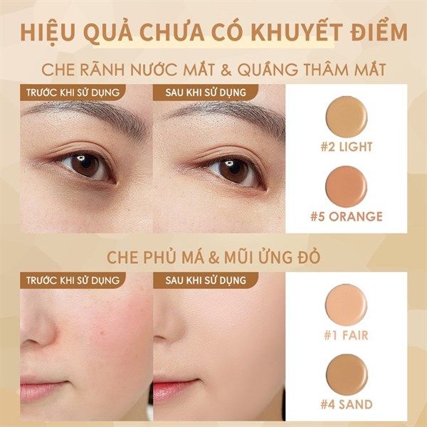 ￼Kem Che Khuyết Điểm FOCALLURE 5 Trong 1 Trọng Lượng Nhẹ Lâu Trôi Chống Thấm Nước 1.3g