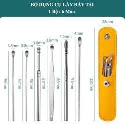 Móc khoá Bộ lấy ráy tai tiện dụng 6pc da pu
