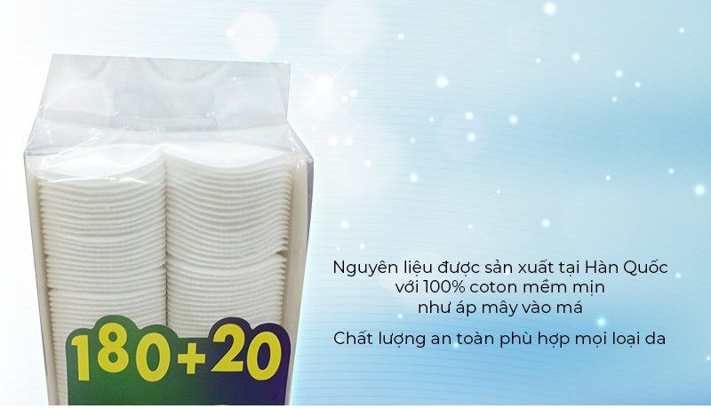 Bông Tẩy Trang Mihoo Bông Tròn Túi 200 Miếng