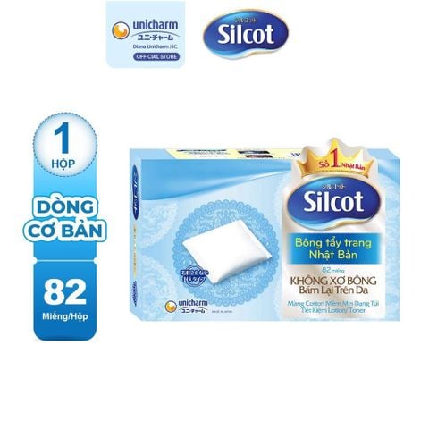 Bông Tẩy Trang Silcot Velvety Touch Cotton Nhật Bản Hộp 82 Miếng Xanh Dương