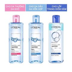 Nước tẩy trang L’Oreal Paris 3-in-1 Micellar Water 400ml da dầu
