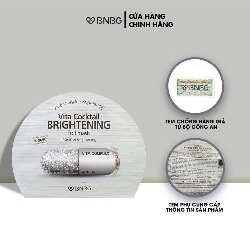 Mặt Nạ Dưỡng Sáng Da Chuyên Sâu BNBG Vita Cocktail Brightening Foil Mask Intensive Whitening 30ml