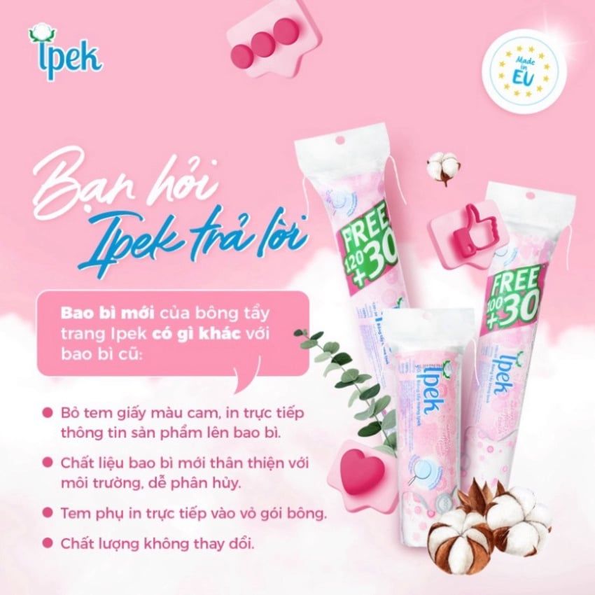 Bông Tẩy Trang 100% Cotton Thổ Nhĩ Kỳ Ipek Klasik Cotton Pads (80/130/150 miếng)