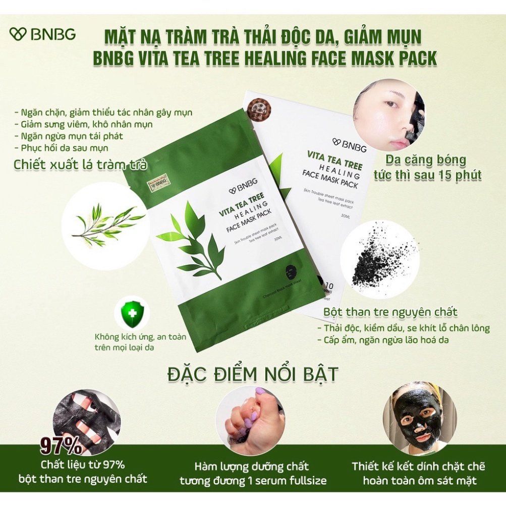 Mặt Nạ Tràm Trà Thải Độc Da Giảm Mụn BNBG Vita Tea Tree Healing Face Mask Pack 30ml