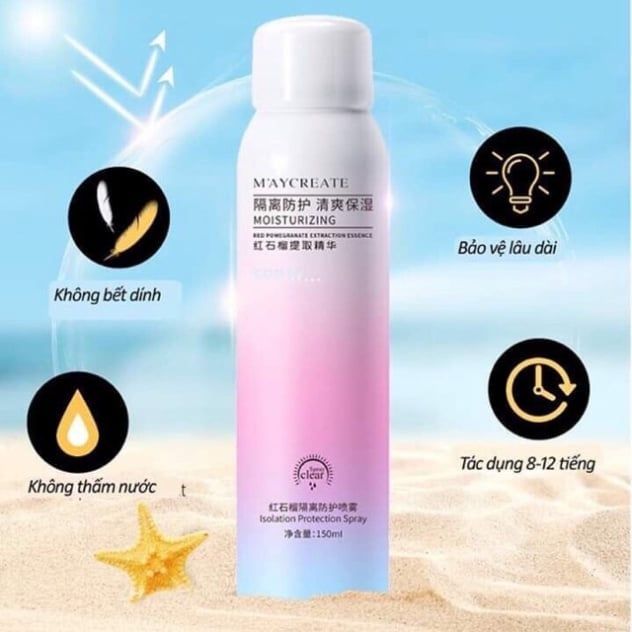 Xịt Chống Nắng Trắng Da Nâng Tông Maycreate Chai 150ml