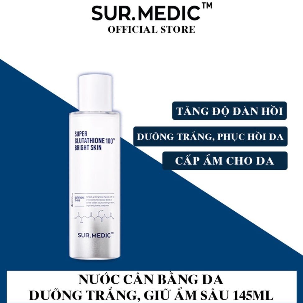 Nước Hoa Hồng Dưỡng Trắng Da Sur.Medic+ Super Glutathione 100 Bright Skin 145ml
