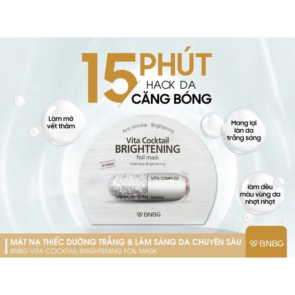 Mặt Nạ Dưỡng Sáng Da Chuyên Sâu BNBG Vita Cocktail Brightening Foil Mask Intensive Whitening 30ml