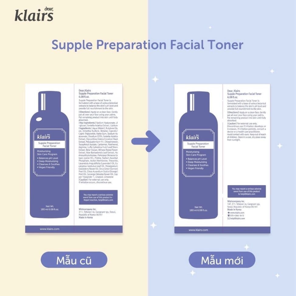 Nước Hoa Hồng Dưỡng Ẩm Se Khít Lỗ Chân Lông Klairs Supple Preparation Facial Toner 180ml