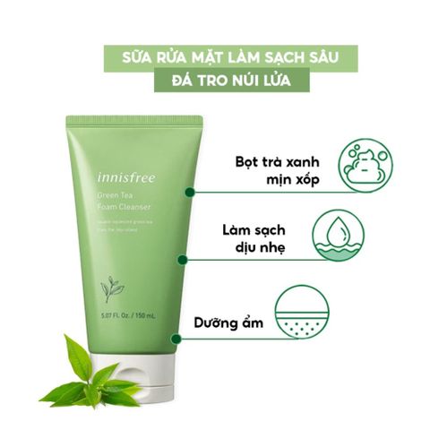 Sữa Rửa Mặt Chiết Xuất Trà Xanh Sáng Da Innisfrees Hàn Quốc Green Tea Foam Cleanser 150ml