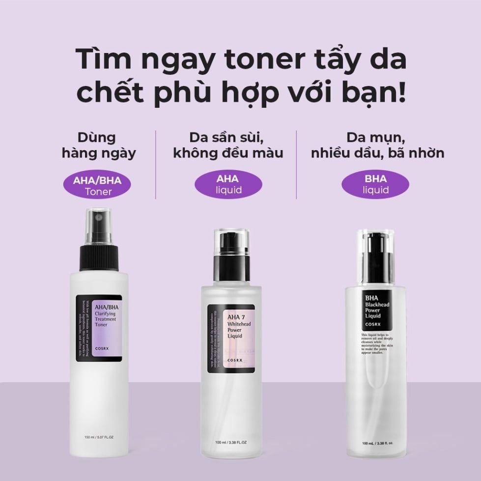 Nước Hoa Hồng Giảm Mụn, Tẩy Tế Bào Chết Hóa Học Cosrx AHA/BHA Clarifying Treatment Toner