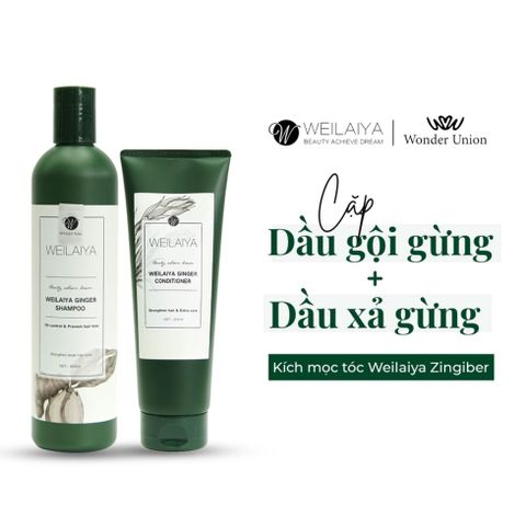Combo Dầu Gội Và Dầu Xả Tóc Thảo Dược Weilaiya Ginger Shampo Gừng Trắng Giúp Ngăn Rụng Và Kích Thích Mọc Tóc