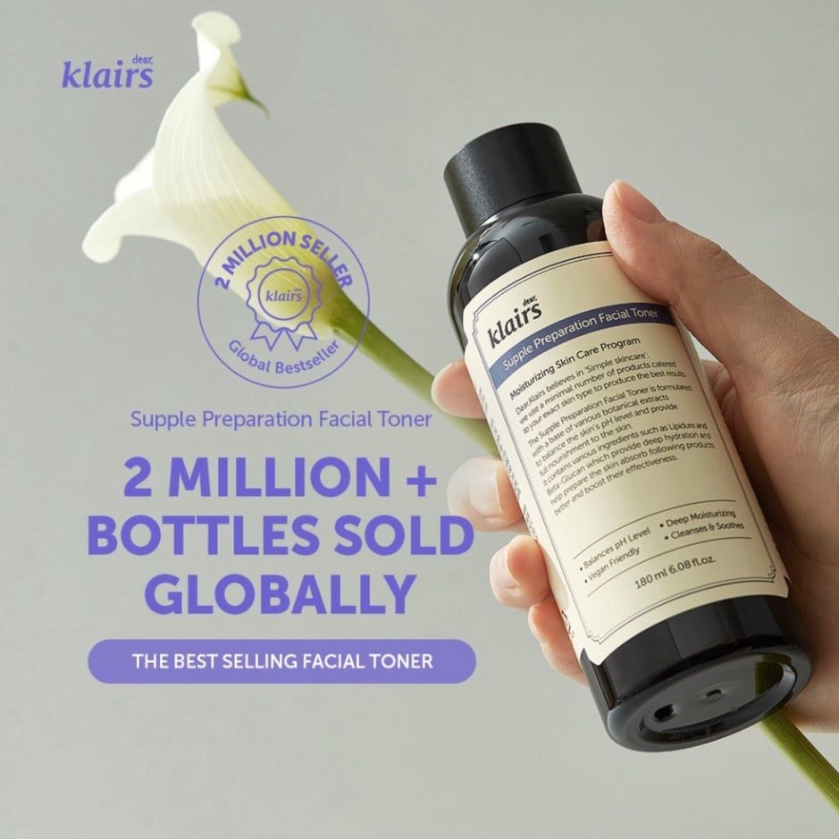 Nước Hoa Hồng Dưỡng Ẩm Se Khít Lỗ Chân Lông Klairs Supple Preparation Facial Toner 180ml