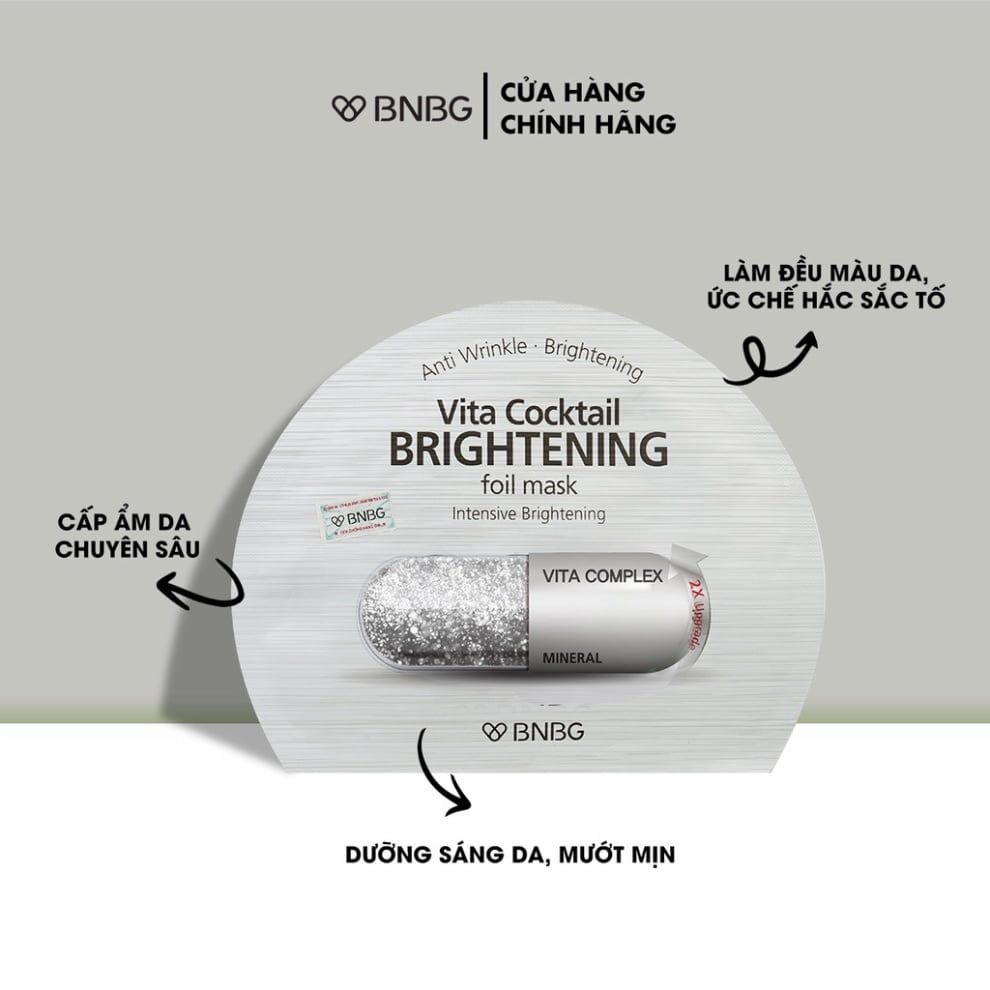 Mặt Nạ Dưỡng Sáng Da Chuyên Sâu BNBG Vita Cocktail Brightening Foil Mask Intensive Whitening 30ml