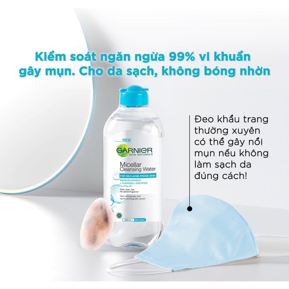 Nước Làm Sạch và Tẩy Trang Garnier Micellar Cleansing Water Cho Da Dầu Da Mụn 400ml