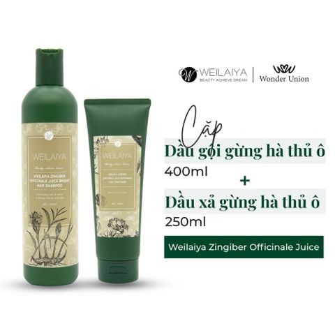Combo Dầu Gội Xả Tóc Thảo Dược Weilaiya Zingiber Officinale Juice Gừng Hà Thủ Ô Giúp Dưỡng Tóc Và Kích Thích Mọc Tóc