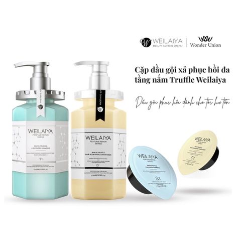 Combo Dầu Gội Xả Thảo Dược Weilaiya Chiết Xuất Nấm Truffle Giúp Chống Lão Hóa Da Đầu Và Mượt Tóc Cho Tóc Hư Tổn 450ml