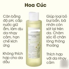 Nước Hoa Hồng Chiết Xuất Hoa Cúc Dưỡng Ẩm Dịu Nhẹ Da Nhạy Cảm Mamonde Chamomile Pure Toner 250ml
