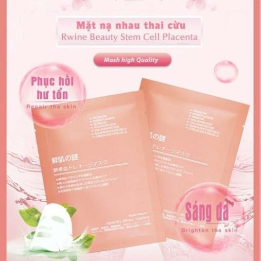Mặt Nạ Nhau Thai Cừu Cuống Rốn Tế Bào Gốc Nhật Bản Rwine Beauty Dưỡng Da, Cung Cấp Độ Ẩm (1 miếng)