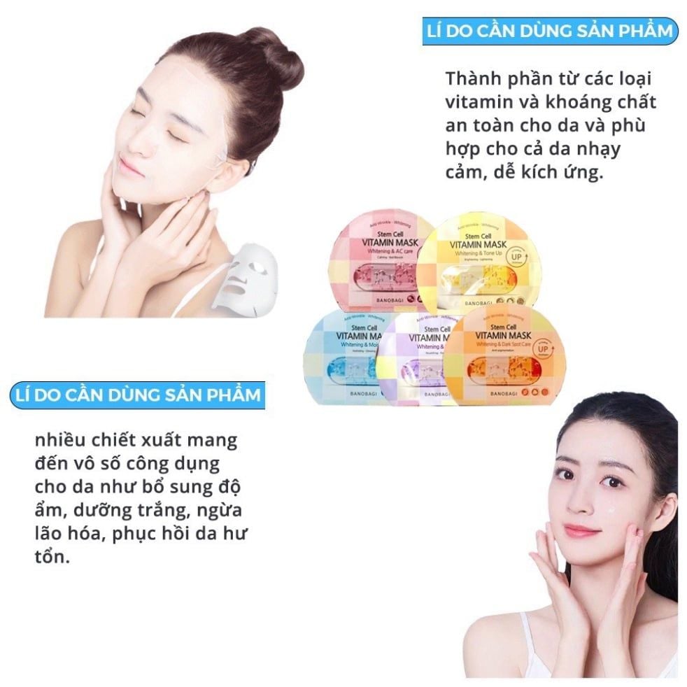 [ Mẫu Mới ] Mặt Nạ Banobagi Stem Cell Vitamin Mask Whitening