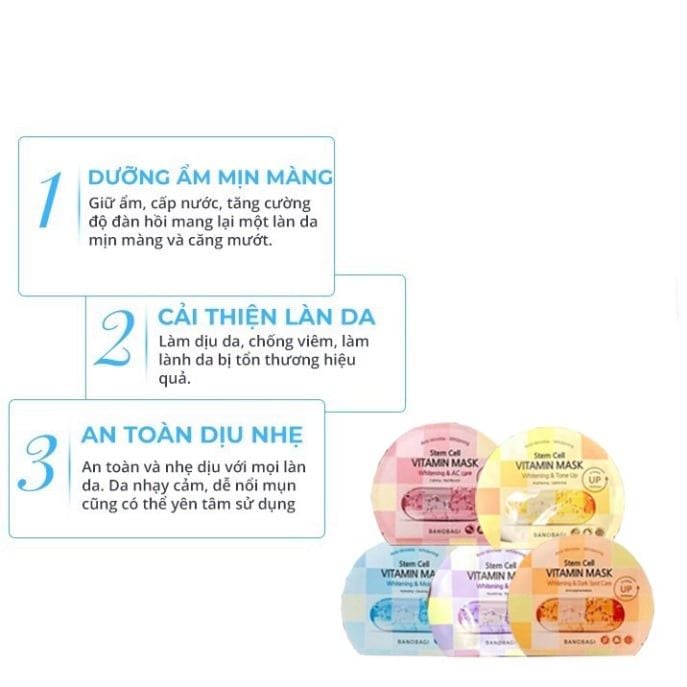 [ Mẫu Mới ] Mặt Nạ Banobagi Stem Cell Vitamin Mask Whitening