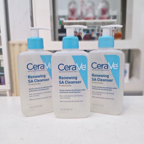 Sửa Rửa Mặt Cerave Renewing SA Cleanser Dành Cho Da Khô Ráp Bông Tróc