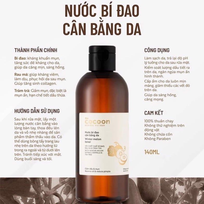 Nước Hoa Hồng Cân Bằng Da Chiết Xuất Bí Đao The Cocoon Winter Melon Toner 310ml