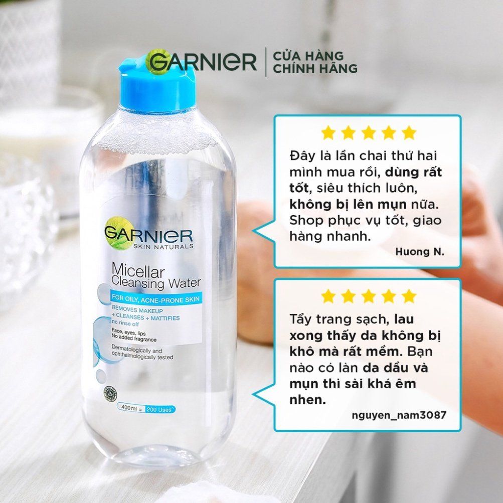 Nước Làm Sạch và Tẩy Trang Garnier Micellar Cleansing Water Cho Da Dầu Da Mụn 400ml