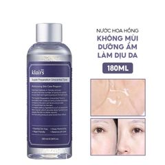 Nước Hoa Hồng Không Mùi Dưỡng Ẩm, Làm Dịu Da Klairs Supple Preparation Unscented Toner 180ml