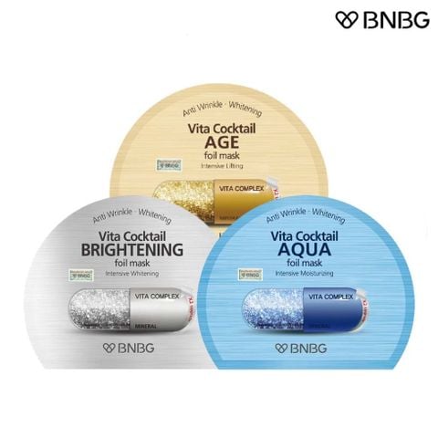 Combo 3 Mặt Nạ Thiếc Gấp Đôi Dưỡng Chất BNBG Vita Cocktail Foil Mask 30ml
