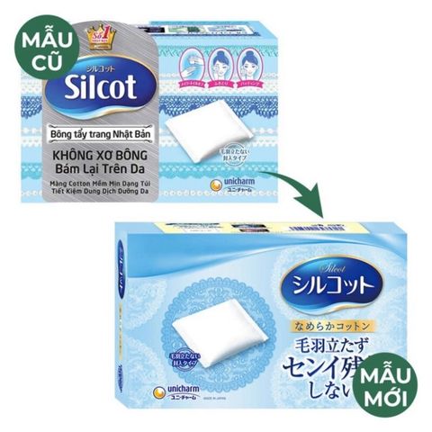 Bông Tẩy Trang Silcot Velvety Touch Cotton Nhật Bản Hộp 82 Miếng Xanh Dương